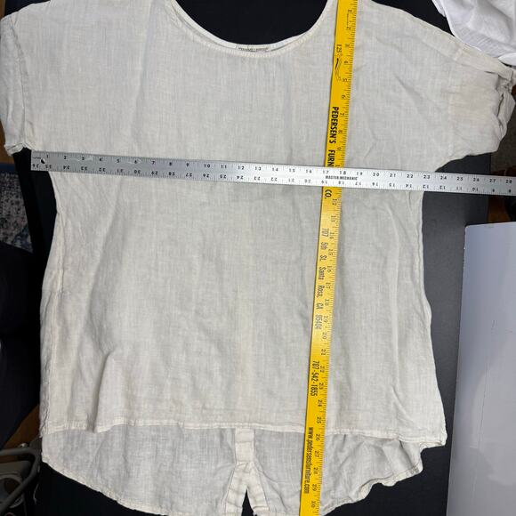 Terzo Millennio Linen Tunic Top Womens L Tan Lagenlook Cottagecore Long Sleeve - Picture 8 of 8